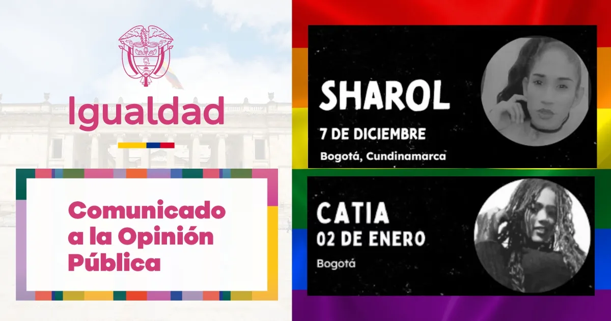 Ministerio de Igualdad rechaza asesinatos de dos mujeres trans en Bogotá.